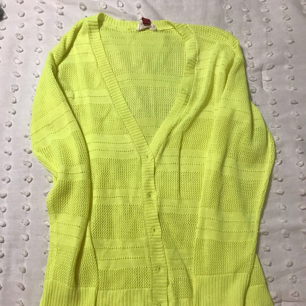 Neon yellow cardigan by l.e.i.